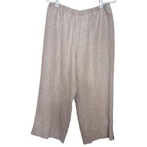 J. Jill Beige Linen Wide Leg Pants Pockets Coastal Women's Size Medium Petite